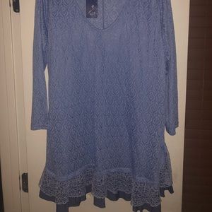 Blue Lace Ruffle Shirt
